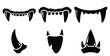 © Bhabas - Set of halloween monster fang silhouettes black icon Vector illustration and isolated on white background.