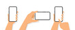 © mi-vector - Human hands using and holding smartphones with white screen set. Empty screen phone mockup. Vector illustration