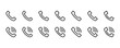 © Baizid - Outline collection of phone handset icons with and without call signal indicators