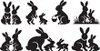 © MstShahanaz - Various black silhouette illustrations showing pairs of adult and young rabbits interacting lovingly