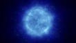 © Bolbik - Blue glowing particle sphere in deep space