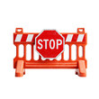 © Sadia - Orange and white construction barrier with a stop sign