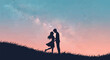 © Nita - Silhouette couple embracing under a starry sky at sunset
