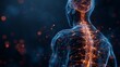 © Rifqi - Detailed 3D rendering of human nervous system and neural network glowing orange against a dark blue background, concept for medical research, digital connection and artificial intelligence development