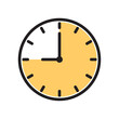 © Hasan_Sumon - Analog stopwatch icon with a bold black outline and a yellow shaded three-quarter circle indicating a forty-five minute countdown interval