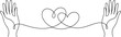 © Ranaart - Two hand with two heart line art style vector illustration