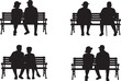 © Ranaart - Vector silhouette of a people sitting on a park bench