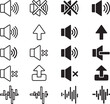 © vectorzking - collection of icons representing various audio and volume control functions isolated on white background, illustration