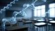 © juwairiya_nameera - Glowing DNA helix overlay on blurred classroom