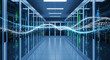 © johan - Data center servers with network connections and digital data flow visualization