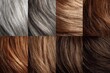 © Oleg - Different shades of hair colors arranged in a grid showing various textures and tones in natural lighting