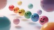 © zhch - Vibrant emoji spheres floating in a soft light, expressing joy and emotions, perfect for social media content.