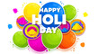 © Nasreen akhtar - Colorful Holi festival illustration with balloons and confetti, for greeting card or social media post
