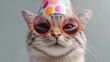 © mila103 - Stylish cat in party hat and sunglasses looking cool and trendy.