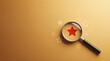 © Koushik - Magnifying glass focusing on a red star symbol surrounded by outline stars on a gold background for finding excellence and quality rating evaluation