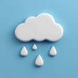 © sam richter - A stylized white cloud with four raindrops is set against a blue background.