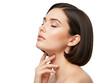 © MAN PNG  - Woman applying cream on neck isolated on transparent background