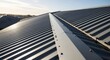 © Digitalogika Studio - A detailed view of a corrugated metal roof with a central ridge under a bright sky.