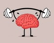 © OnuTH - Cartoon Brain Lifting Weights in a Humorous Representation of Mental Fitness and Strength