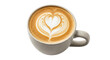 © Hugo - Latte art in a speckled mug isolated PNG, coffee drink with heart design on transparent background for cafe menu and social media