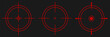 © Svitlana Tolmach  - Futuristic red target reticle symbols collection. Crosshair icons for combat games, sniper scope UI, digital aiming systems, military HUD elements, and sci fi navigation displays.