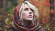© Алексей Иванченко - Caucasian female in autumn forest with scarf and blonde hair