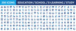 © Icons-Studio - Huge set of 200 solid icons. Mega collection concept of education, school, e-learning, study, teaching. Vector illustration.