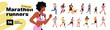 © Paper Trident - Marathon runners set side view. Athletes and people with disabilities are jogging. Diverse men and women are running. Characters do sports. Flat isolated vector illustrations on white background.