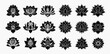 © Adji - Set of black lotus flower icons, elegant floral symbols for spiritual and decorative designs.