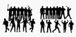 © Adji - Silhouettes of baseball players in various action poses and team groupings, showcasing dynamic sportsmanship and teamwork.