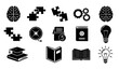 © MdYeasin - Problem solving and learning icons brain puzzle book vector set