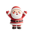 © Sawyer0 - Tiny cheerful Santa character with arms raised, red suit and white trim, black belt buckle details, rosy cheeks and smiling face with soft shadow isolated on transparent background