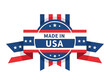 © Vector Graphic - A patriotic emblem featuring red, white, and blue ribbons and stars surrounding a 'Made in USA' label