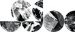 © miloje - Textured black half circles composition .Graffiti art design . Noise textured semi circles . Spray effect .Grunge texture .Art design forms.Distressed element .Rough roller paint semicircles .Vector