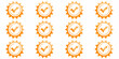 © Sukla - Eight orange sunburst icons with white checkmarks arranged in a grid