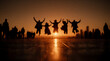 © Surachetsh - Startup Launch and Growth, Entrepreneurs jumping over a glowing city skyline represent innovation, courage, and the energy of startup launch and business growth.