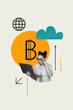 © deagreez - Sketch art creative vertical photo collage of shocked businesswoman freelancer surf laptop bitcoin recession arrow problem