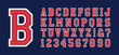 © crossover - Classic college font. Vintage sport font in american style for football, baseball or basketball logos and t-shirt. Athletic department typeface, varsity style font. Vector