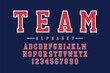 © crossover - Team college classic font. Vintage sports font in American style for T-shirt designs for football, baseball, and basketball teams. College, school and varsity style font, tackle twill. Vector