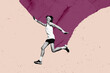 © deagreez - Trend artwork sketch montage 3D collage of young man runner jogging dynamic sport training fit warmup activity healthcare determination
