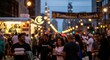 © Miki Design Co - Evening Street Scene with People, Lights, and Ramadan Mubarak Sign.