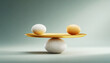 © Anatthaphon - Abstract concept of balance and equality. Two yellow spheres in harmony and equilibrium on stone showing stability and peaceful justice