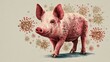 © vectorizer88 - Pig with Virus Symbols in Artistic Representation of Health Concerns