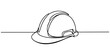 © SREEMOTIJANOTA - hard hat cap continuous one line drawing, Continuous single line sketch drawing safety helmet hardhat engineer architect head protection. One line art industrial equipment professional work vector