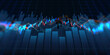 © iamchamp - financial chart with uptrend line candlestick graph in stock market on blue color background