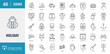 © Control New - Holiday icon set. Icludes Holiday, vacation, travel, hotel, beach, sunset, island and more. Outline Icon Set. Editable stroke with Vector illustration
