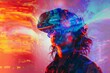 © Sunny - Young woman wearing virtual reality headset, immersed in vibrant digital world, experiencing futuristic technology and interactive gaming, showcasing innovation and creativity