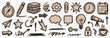 © ARTIST LAB - Cut out crayon Hand drawn doodle icon set with various office and creative symbols in a vintage sketch style. A vector collection for presentations, scrapbooking, journaling, and infographic designs.
