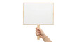 © Png guru - Hand holding a blank sign for messages protests or information isolated on transparent background