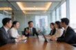 © Romi - a group of people are having a meeting in the office, with a blurry theme, a blurry office.